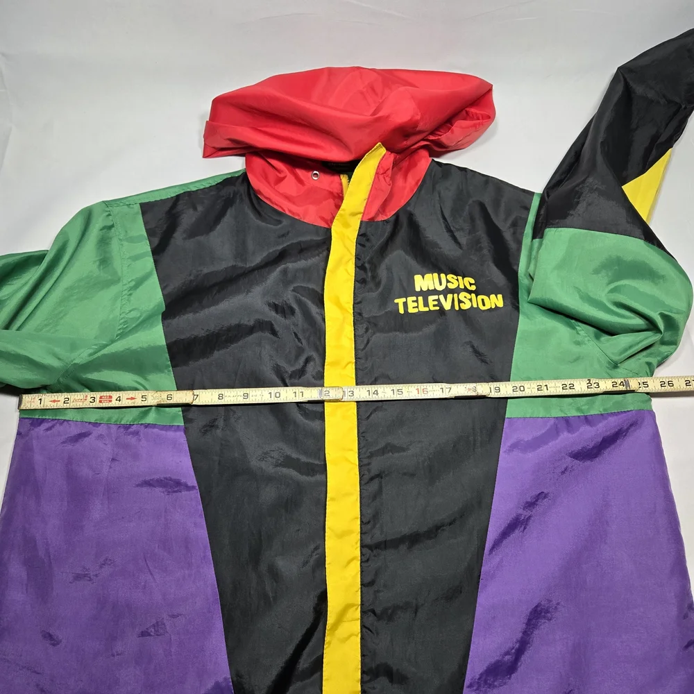 MTV Music Television Jacket Men's XL Windbreaker Color Block 80s 90s Retro style - Picture 3 of 8